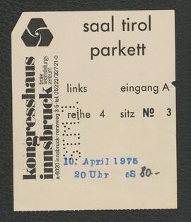 Eintrittskarte Konzert 1975