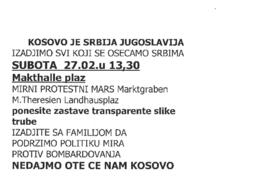 Protestaufruf "Kosovo ist Serbien"